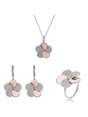 Fioni Silber Set: Necklace + Earrings + Ring SET-7452