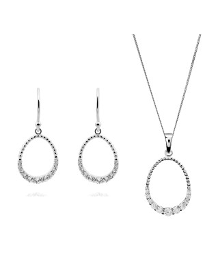 Aria Silber Set: Halskette-Anhanger + Ohrringe SET-7494