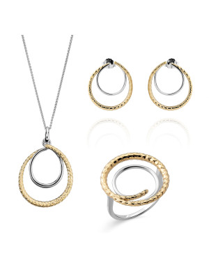 Bastien Silber Set: Necklace + Earrings + Ring SET-7499