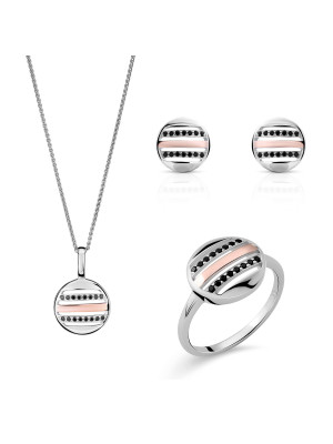 Maxwell Silber Set: Necklace + Earrings + Ring SET-7501