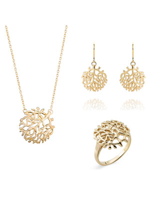 Flavie Silber Set: Necklace + Earrings + Ring SET-7502/G