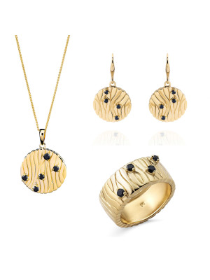 Babette Silber Set: Necklace + Earrings + Ring SET-7504/G