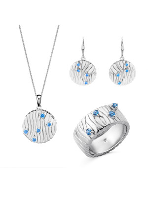 Babette Silber Set: Necklace + Earrings + Ring SET-7504