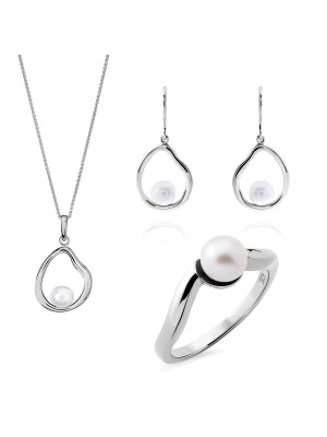 Baptiste Silber Set: Necklace + Earrings + Ring SET-7507