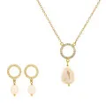Orphelia® 'Spa' Women's Sterling Silver Set: Necklace + Earrings - Gold SET-7575/G