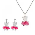 Bear Bow Silber Set: Halskette-Anhanger + Ohrringe SET-7132