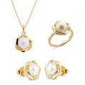 Aliva Silber Set: Necklace + Earrings + Ring SET-7469/G