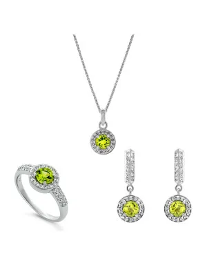 Orphelia® 'Bristol' Women's Sterling Silver Set: Necklace + Earrings + Ring - Silver SET-7579/G