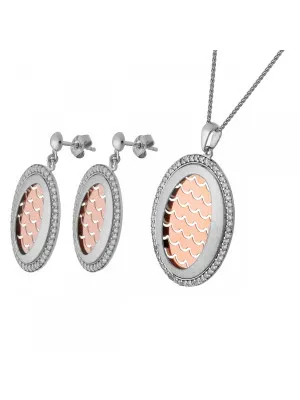 Silber Set: Halskette-Anhanger + Ohrringe SET-065