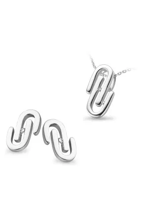 Silber Set: Halskette-Anhanger + Ohrringe SET-5003