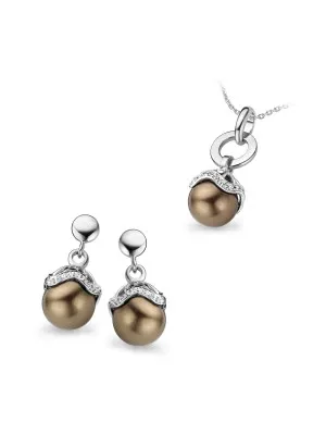 Silber Set: Halskette-Anhanger + Ohrringe SET-5028