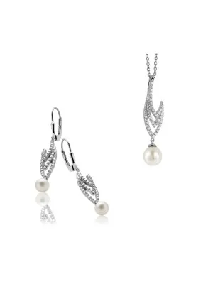 Silber Set: Halskette-Anhanger + Ohrringe SET-5173