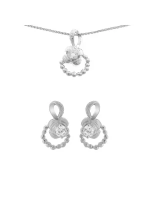 Silber Set: Halskette-Anhanger + Ohrringe SET-5236