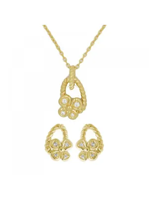 Silber Set: Halskette-Anhanger + Ohrringe SET-6020/2