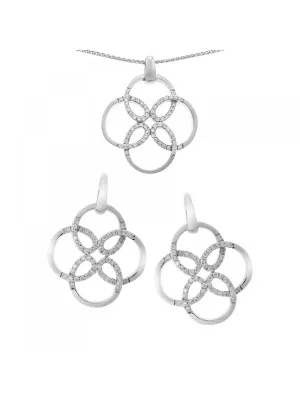 Silber Set: Halskette-Anhanger + Ohrringe SET-6085
