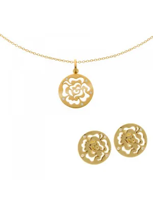 Fiore Silber Set: Halskette-Anhanger + Ohrringe SET-7079/2