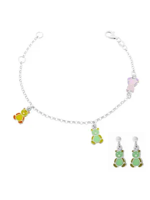 Bear Silber Set: Armband + Ohrringe SET-7140/GR