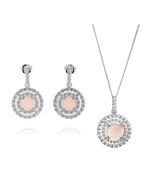 Rivera Silber Set: Halskette-Anhanger + Ohrringe SET-7481/PC