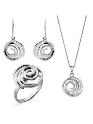 Apolline Silber Set: Necklace + Earrings + Ring SET-7500