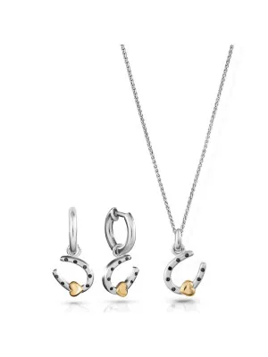 Aurora Silber Set: Halskette-Anhanger + Ohrringe SET-7525