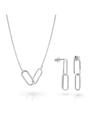 Rose Silber Set: Necklace + Earrings SET-7561